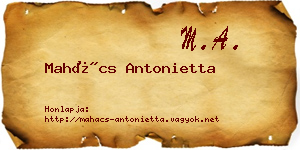 Mahács Antonietta névjegykártya
